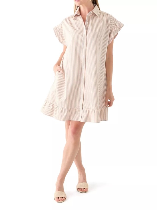 crown & ivy Dresses & Skirts - Crown and Ivy Short Sleeve Peplum Yarn Dye Dress Large